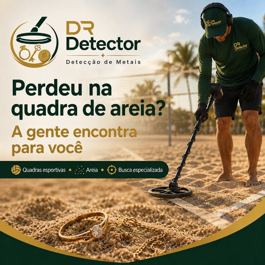 Busca de anel perdido em quadra de areia